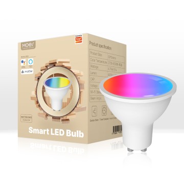 MOES Matter WiFi Smart Bulb Dimmable Led Light 16 Million RGB Colors GU10 E27 E14 Candle Lamp