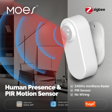 MOES Tuya ZigBee Smart Radar 24GHz mmWave Wireless Human Presence PIR Sensor