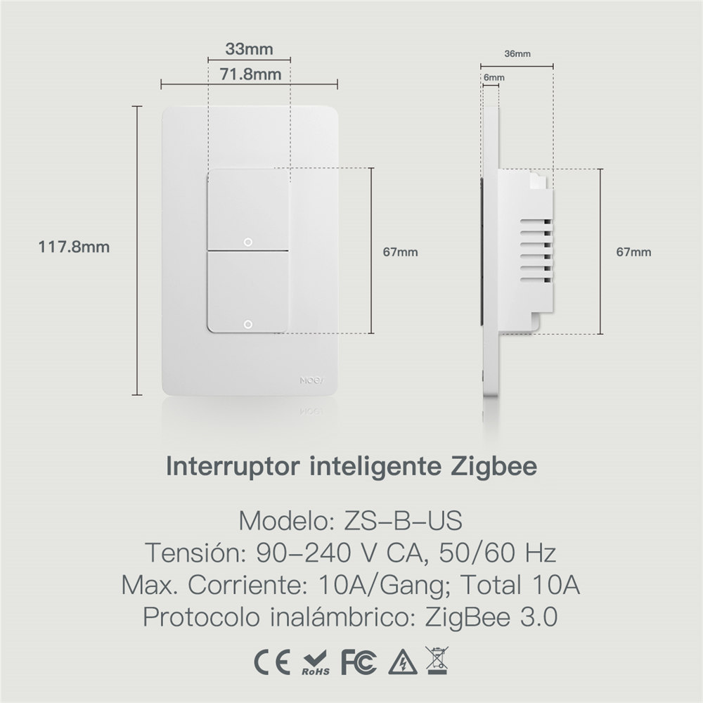 MOES Tuya ZigBee Smart Switch US Version 1-4 Gang 04